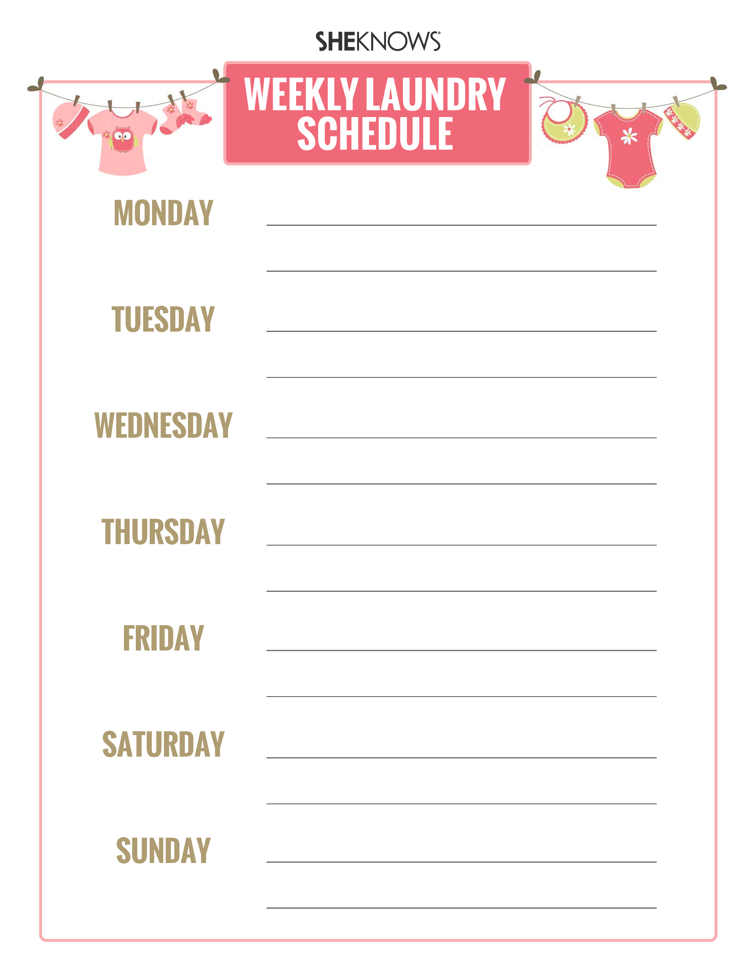 Free Printable Laundry Schedule Template Printable Templates
