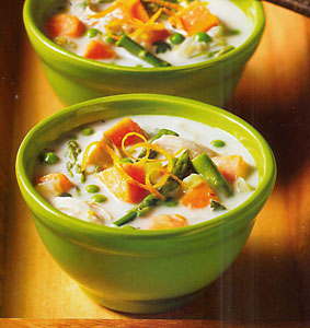 Spring Chicken Chowder with Asparagus and Peas
