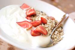 Homemade muesli with red berries