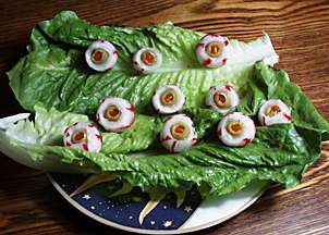 Bloody eyeball hors d'oeuvres for Halloween