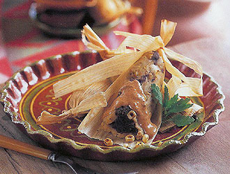 Mark Miller's Black Bean Tamales with Red Chile Crema