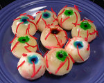 Pina Colada Gelatin Shot Eyeballs for Halloween