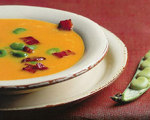 Fresh Fava Bean, Pancetta and Yellow Pepper Soup