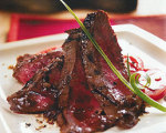 Flat Iron Steak with Tomatoes and Anchovy Vinaigrette