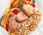 Pork Tenderloin with Cashew Rice and Garlic-Cilantro Butter