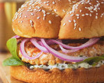 Fresh Salmon Burgers with Cilantro Mayonnaise