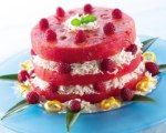 Watermelon Faux Cake with Coconut Raspberry Filling