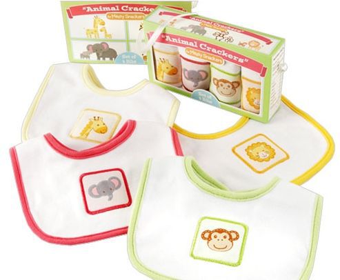 baby shower gift, animal crackers, baby gift, mama gift, baby bib, baby bib set, newborn gift, animal-cracker-bib-set